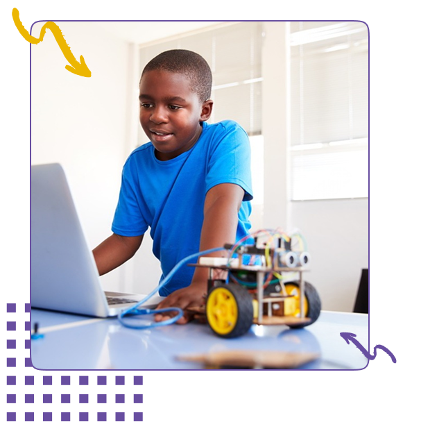 Picture of five (5) girls interacting with an iPad